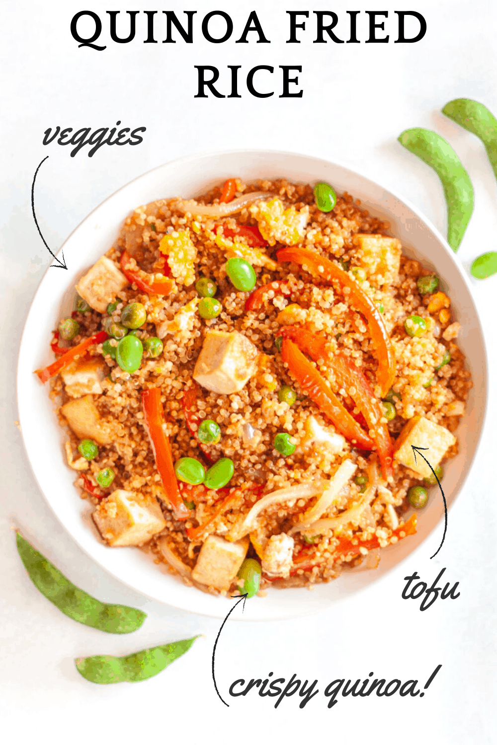 Bowl of quinoa fried rice with tofu