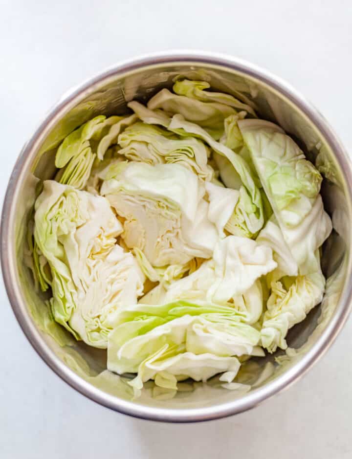 raw cabbage slices in an Instant Pot