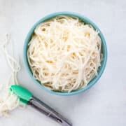 bowl of cooked rice noodles