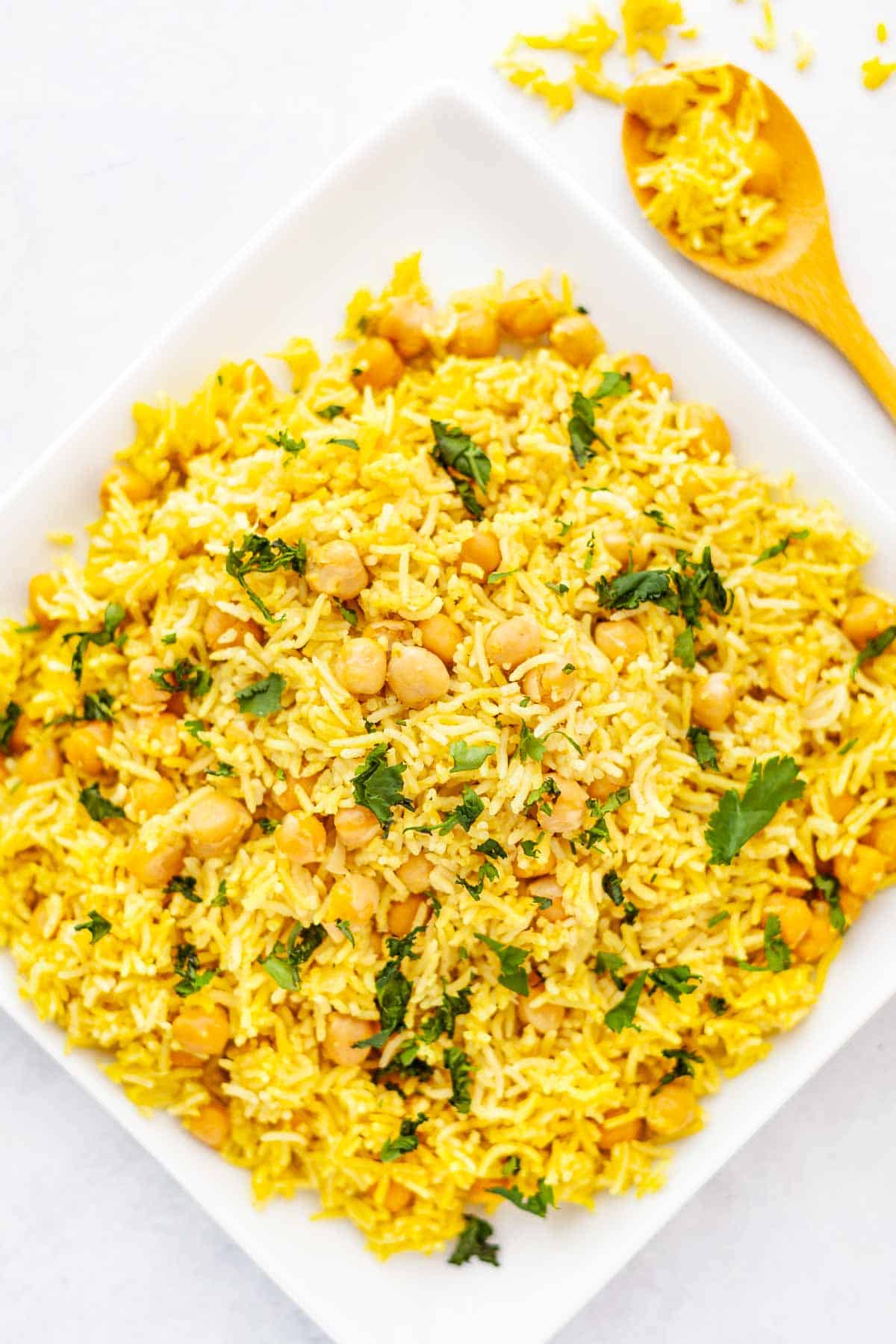 yellow turmeric basamati rice with chickpeas