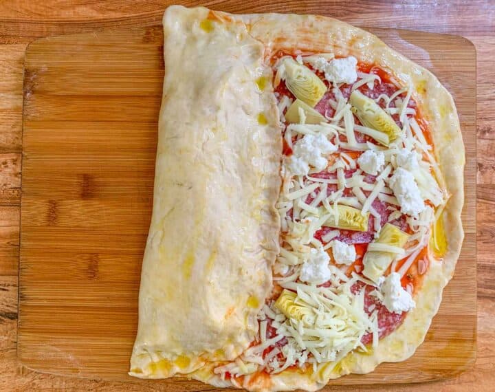 pizza dough with toppings
