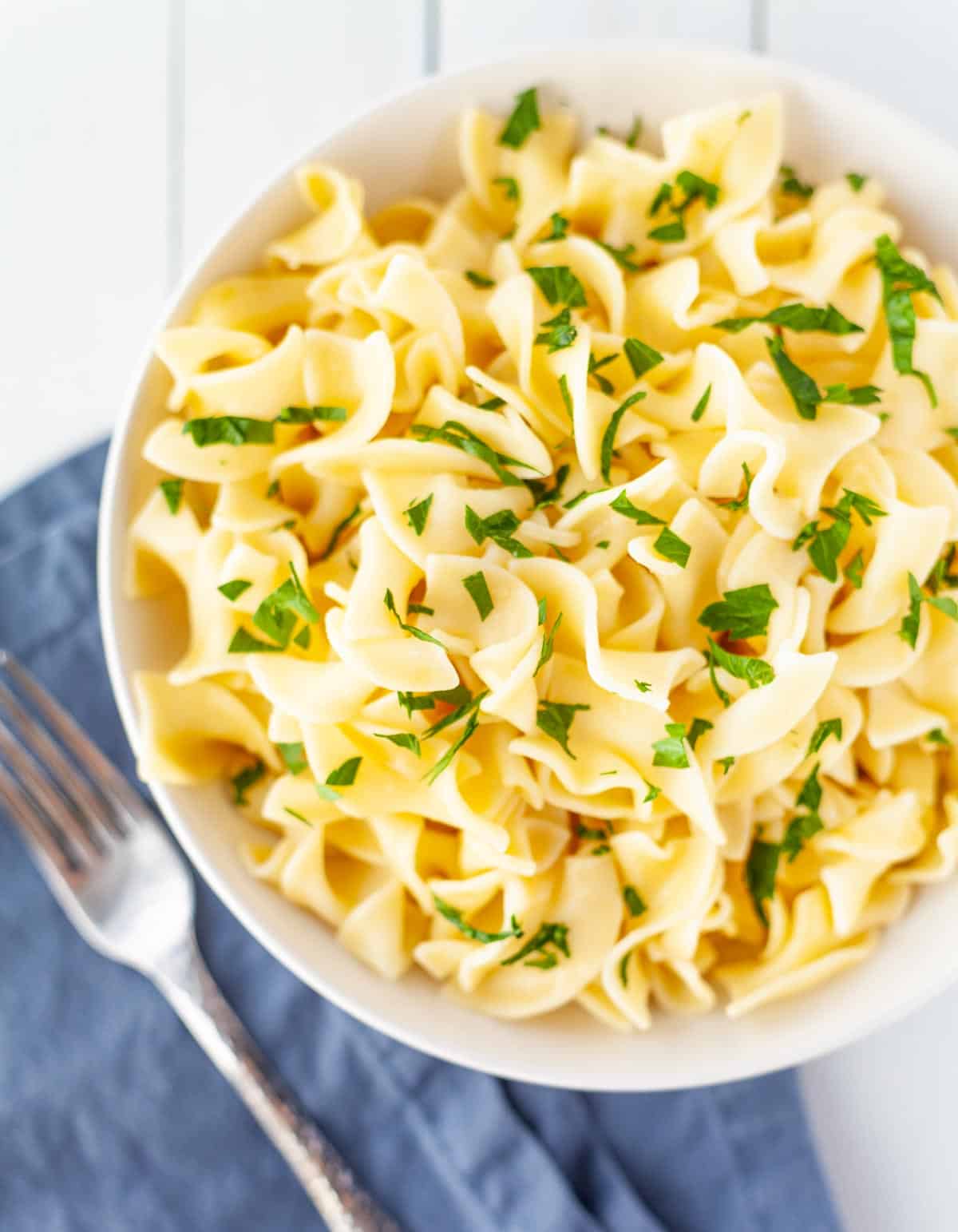 bowl of egg noodles made in an Instant Pot