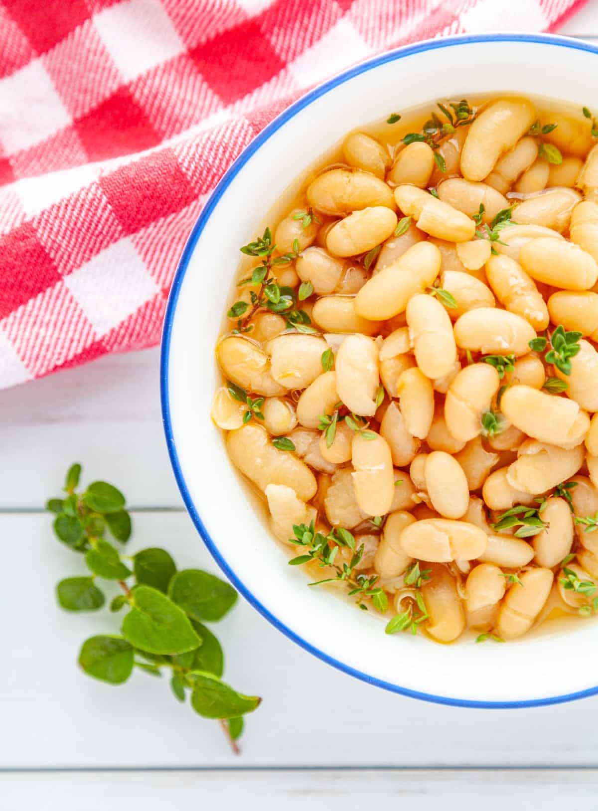 bowl of cooked cannellini beans