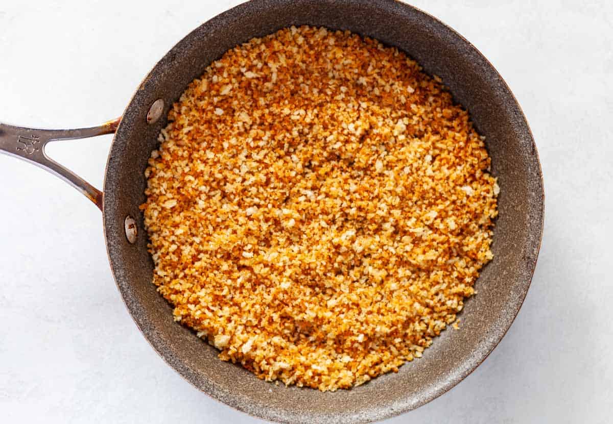 panko toasted in a saute pan