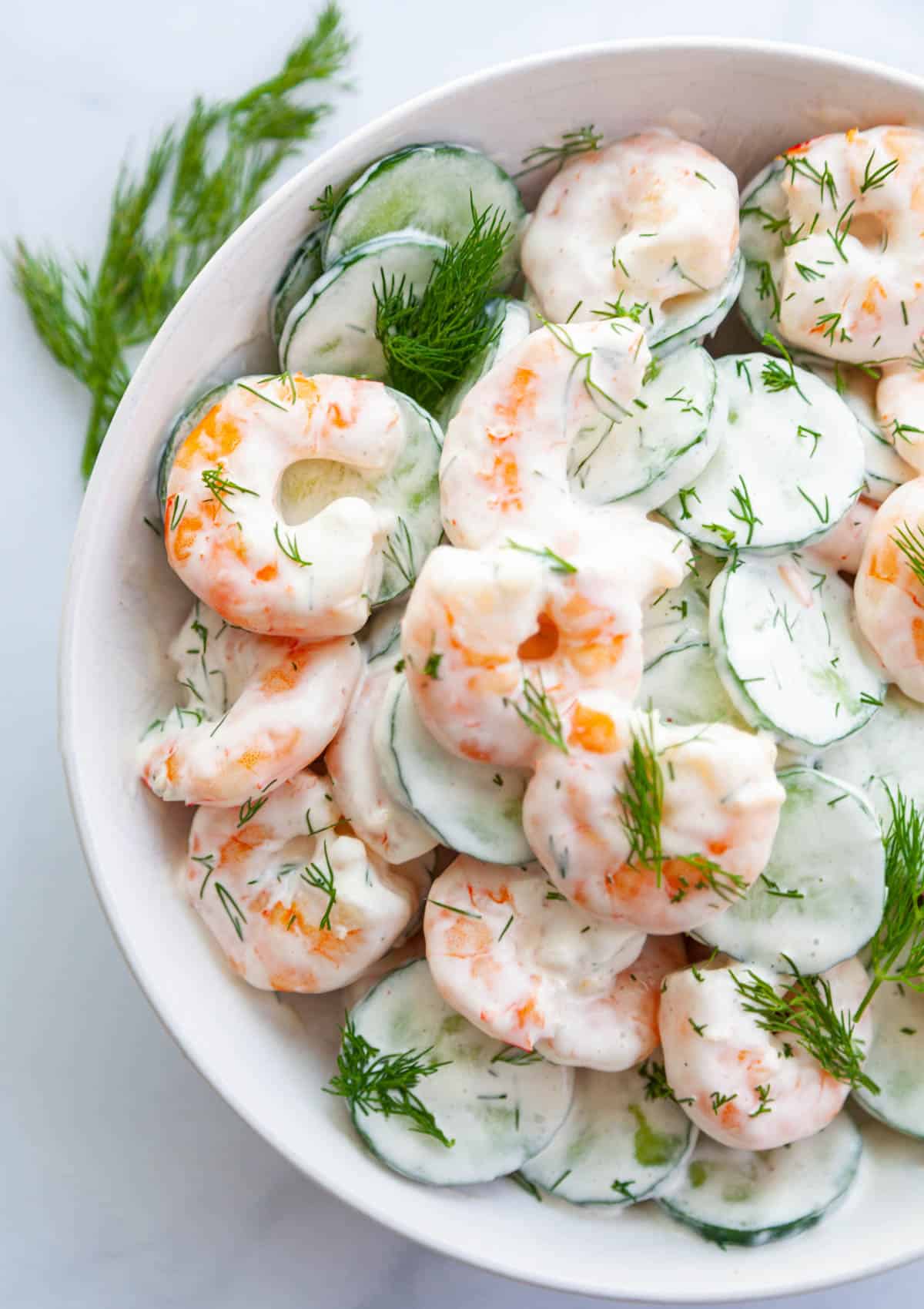 shrimp and cucumber salad with creamy dressing