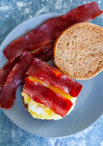 open-faced turkey bacon sandwich with cheddar and egg whites