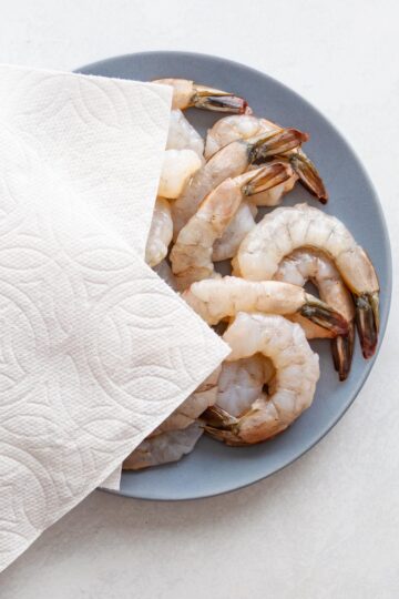 raw shrimp blotted dry with a paper towel