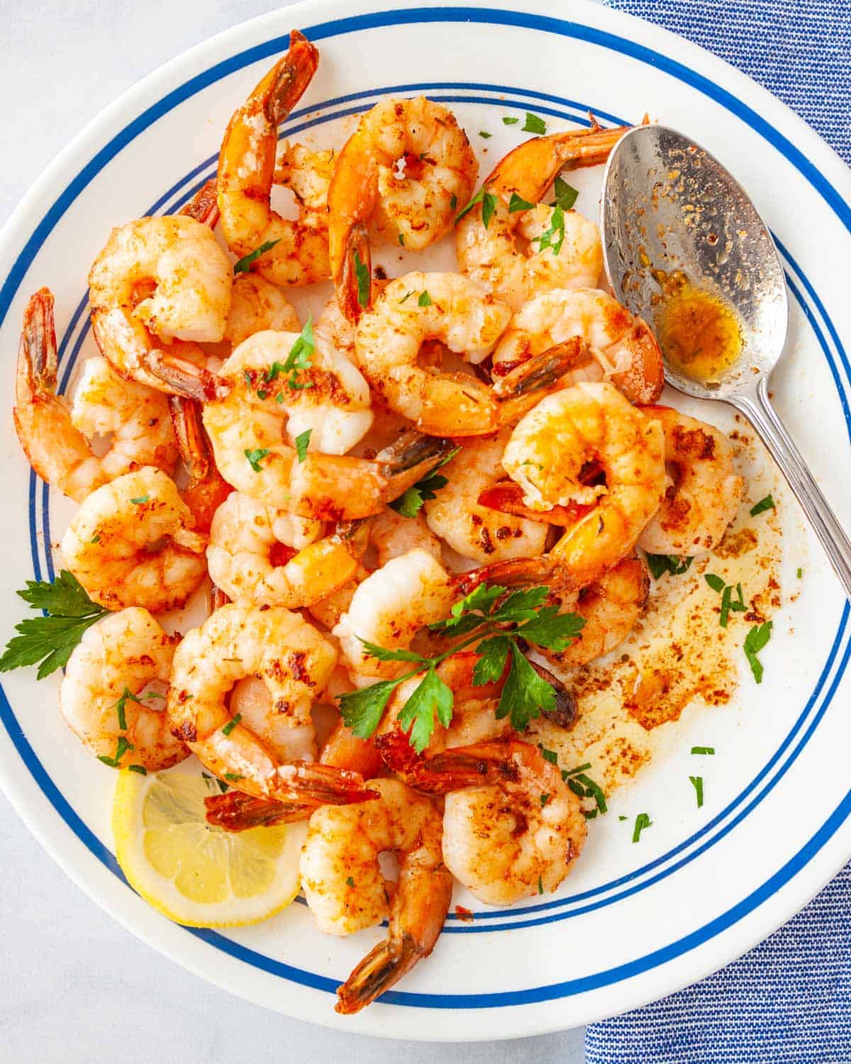 a plate of cooked shrimp