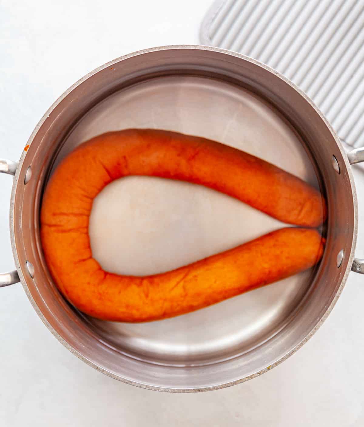 kielbasa polish sausage boiled in a pot