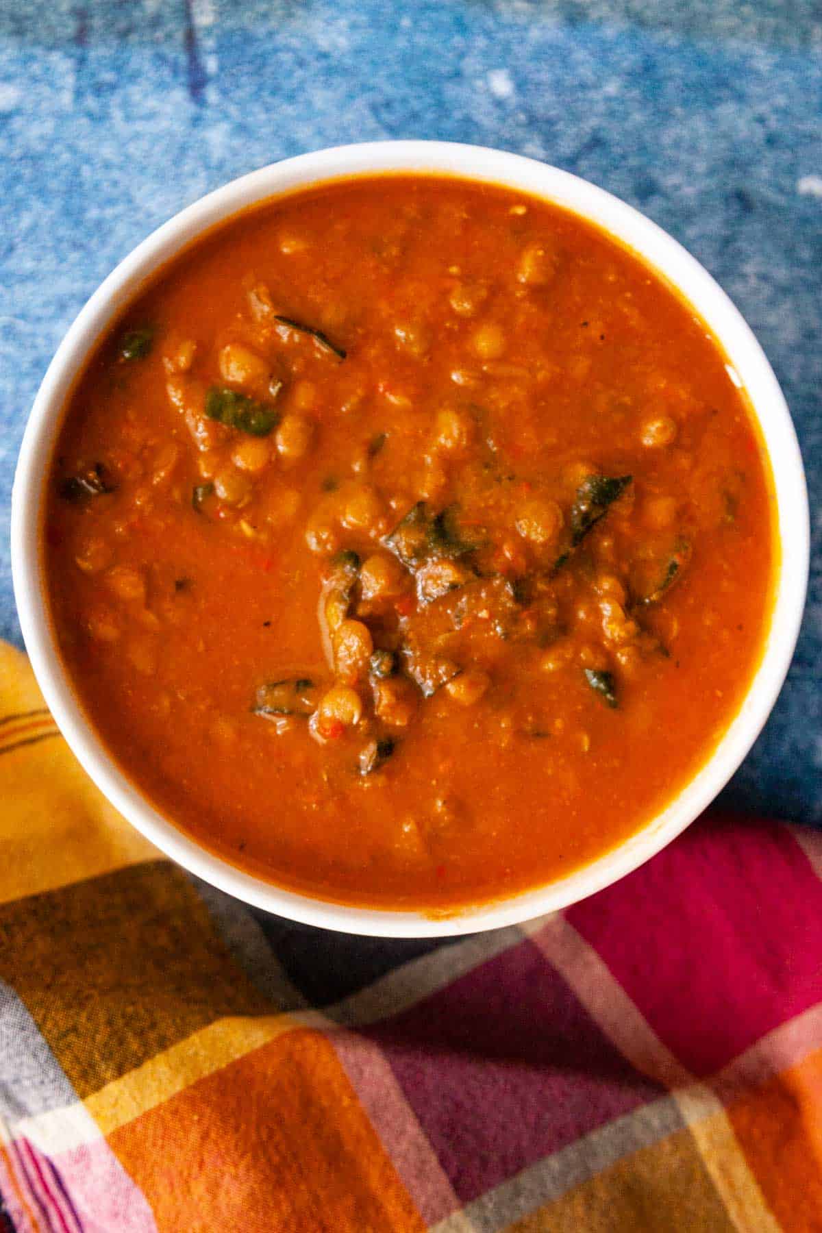 bowl of pureed lentil soup