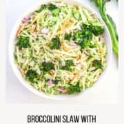 a bowl of broccolini coleslaw