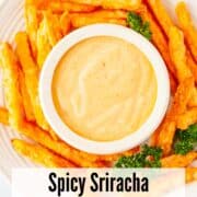 a bowl of spicy mayo with sweet potato fries
