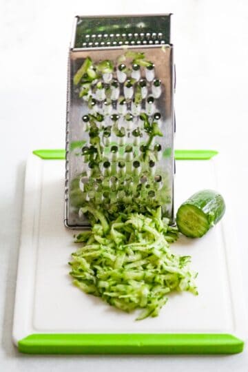 cucumber grated on a cheese grater