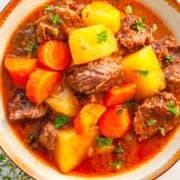 a bowl of beef stew
