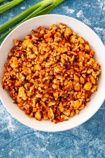 cooked and seasoned tofu crumbles