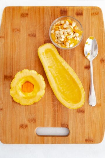 The seeds scooped out of delicata squash.